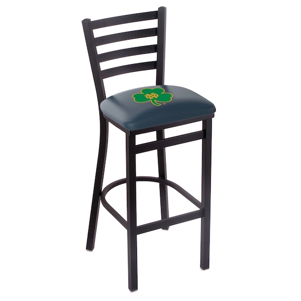 25" Blk Wrinkle Notre Dame Shamrock Station Counter Stool, Ladder Back